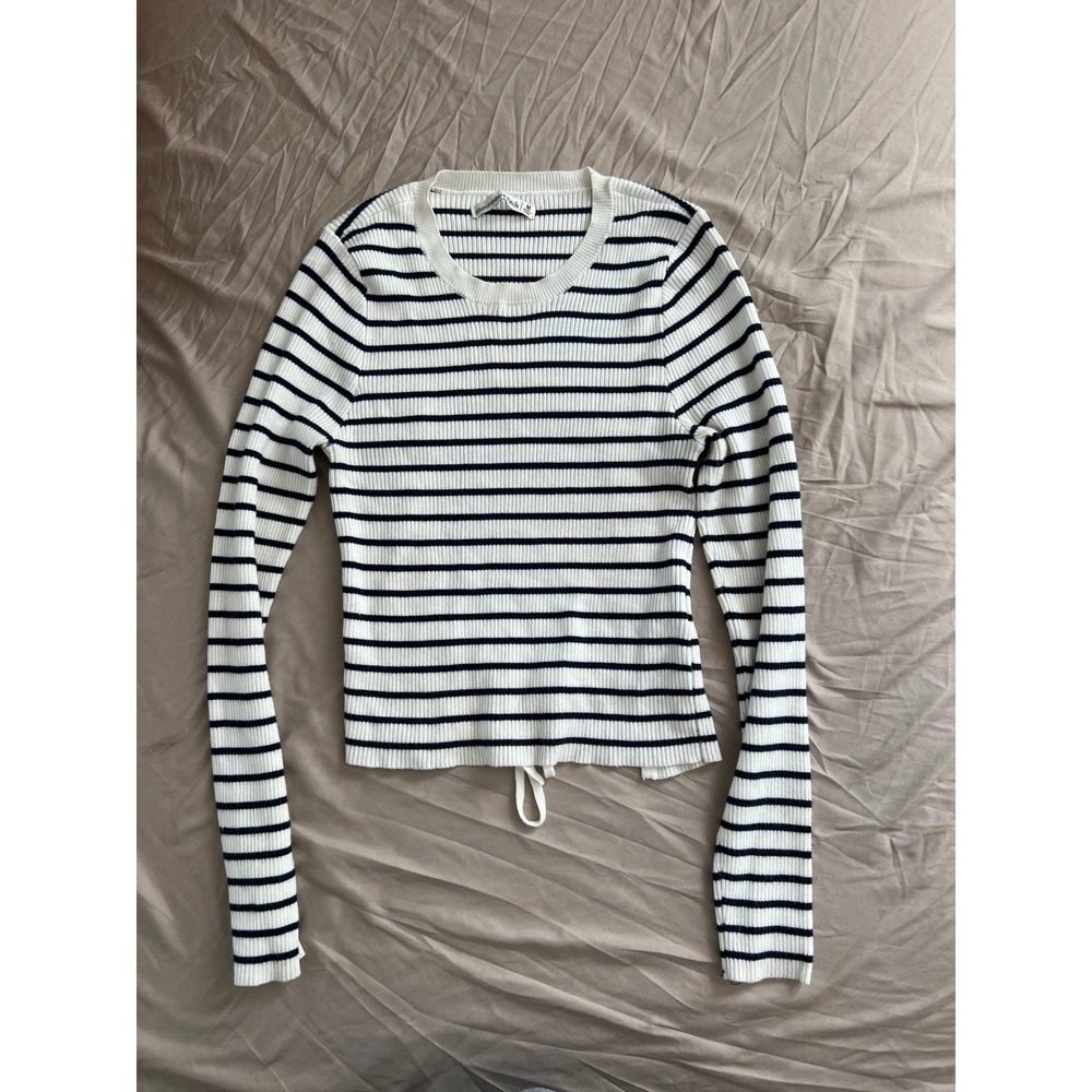 Abercrombie & Fitch Striped Open Back Ribbed Knit Top Size Medium